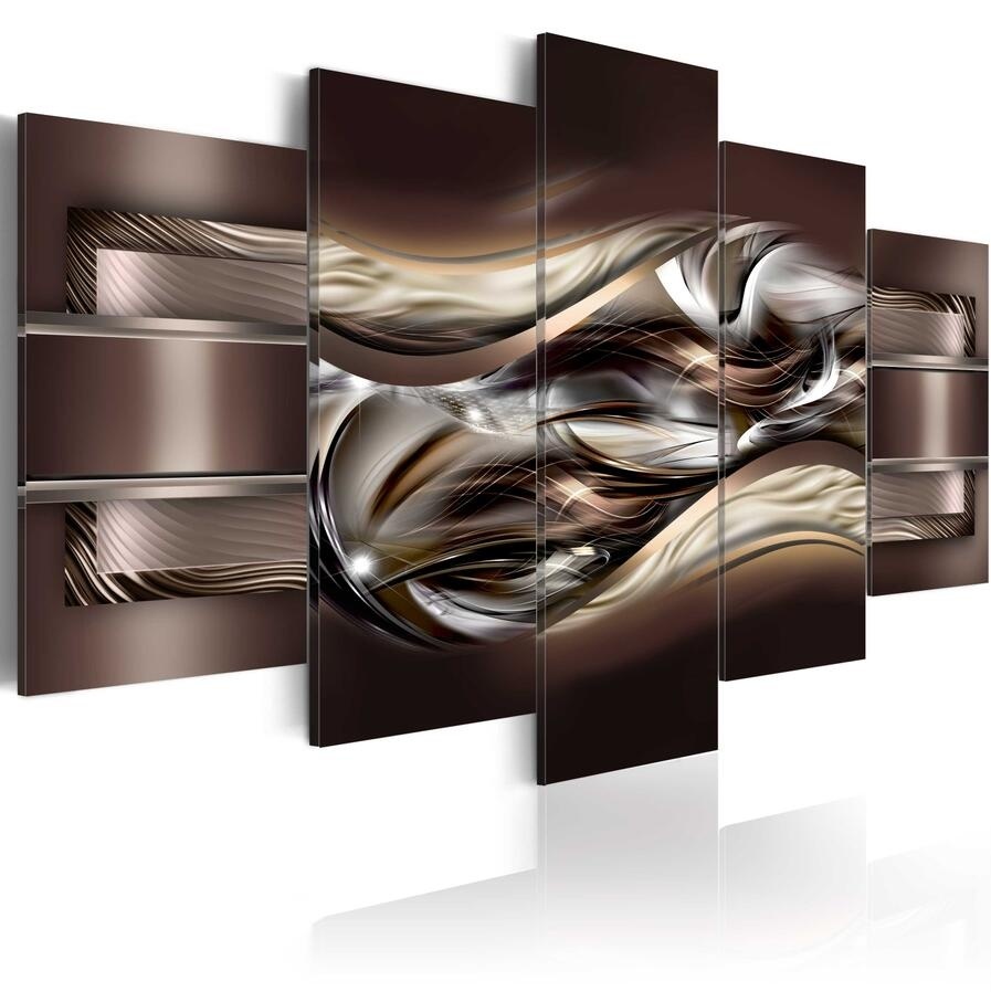 (No Frame)5PCS/Set Fashion Wall Art Canvas Painting Abstract Wave Line Modern Home Decoration,Choose Color:4 And Size:2