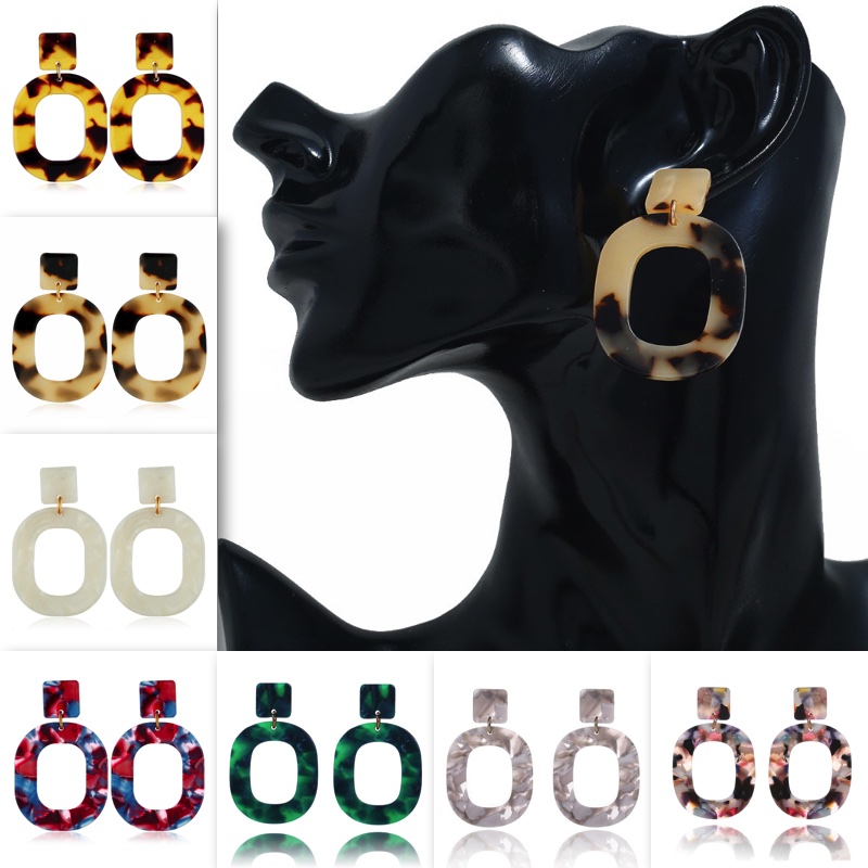 Selling Simple Earrings European And American Style Dangle & Chandelier Geometric Acetic Acid Sheet Leopard Acrylic Ear Drop 7 Colors