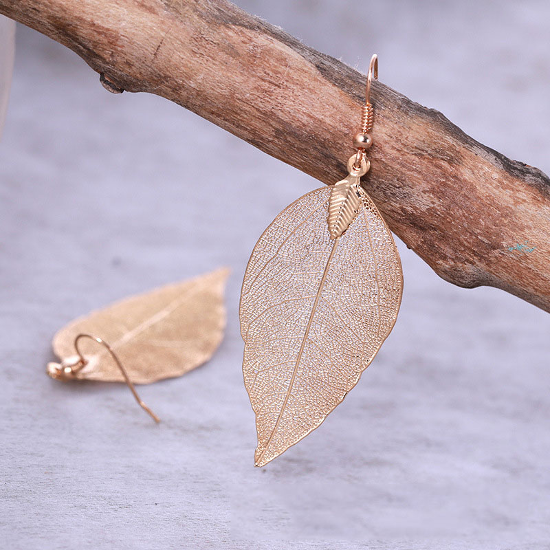 Bohemian Dangle Long Earrings Unique Natural Real Leaf Big Earrings For Women Jewelry Gift oorbellen pendientes mujer mod