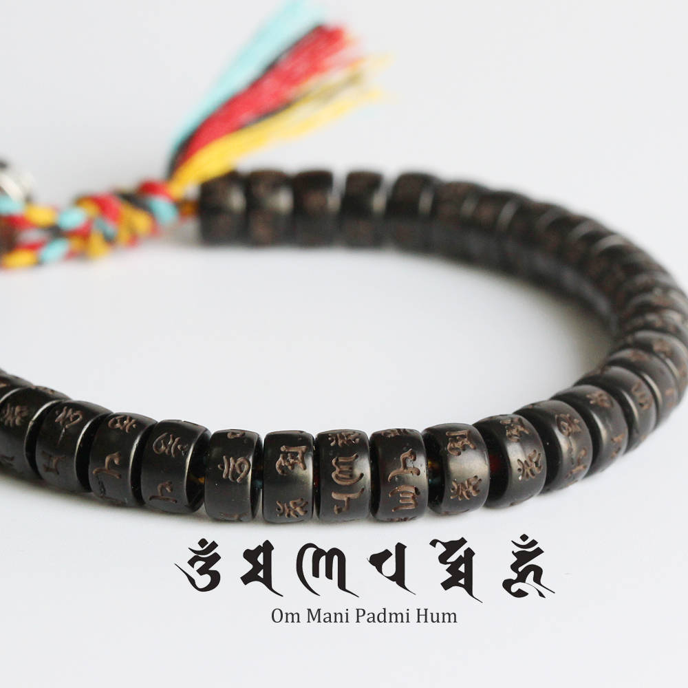 Tibetan Buddhist Hand Braided Cotton Thread Lucky Knots Bracelet Natural Coconut Shell Beads Carved Om Mani Padme Hum Bangle T190702