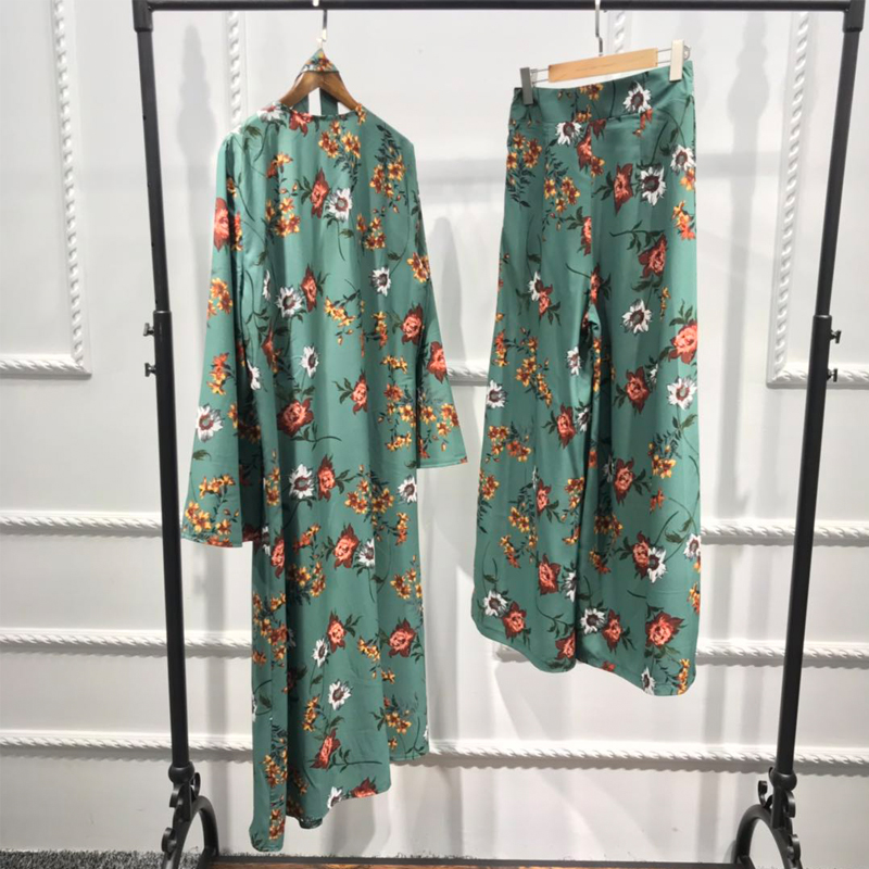 Hijab Dress Abaya Kimono Set Kaftan Robe Dubai Islam Muslim Caftan Marocain Ramadan Elbise Qatar Oman Turkish Islamic Clothing