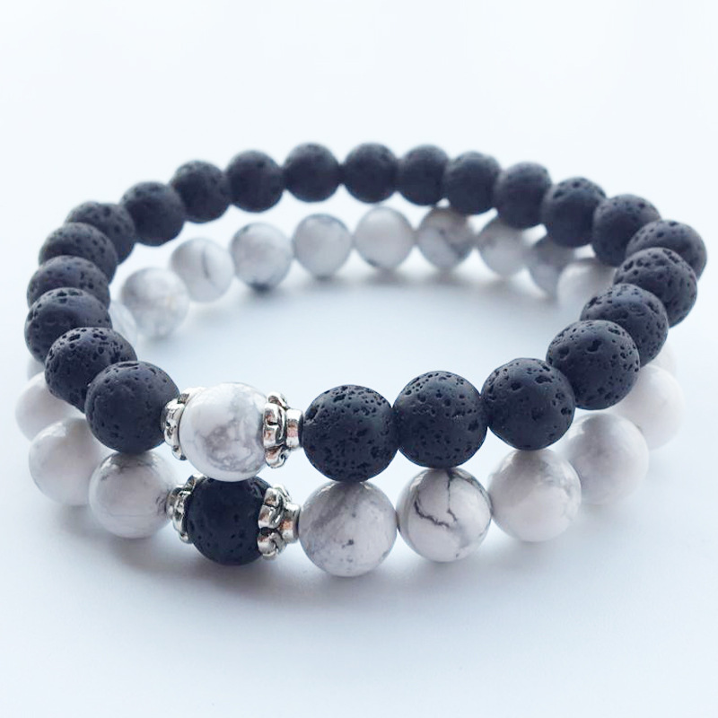 Wholesale-Stone Bracelets 2018 Hot New Lava Volcanic Stone White Turquoise Bracelet Wholesale Handmade Beads Bracelets for Men Women Jewelry
