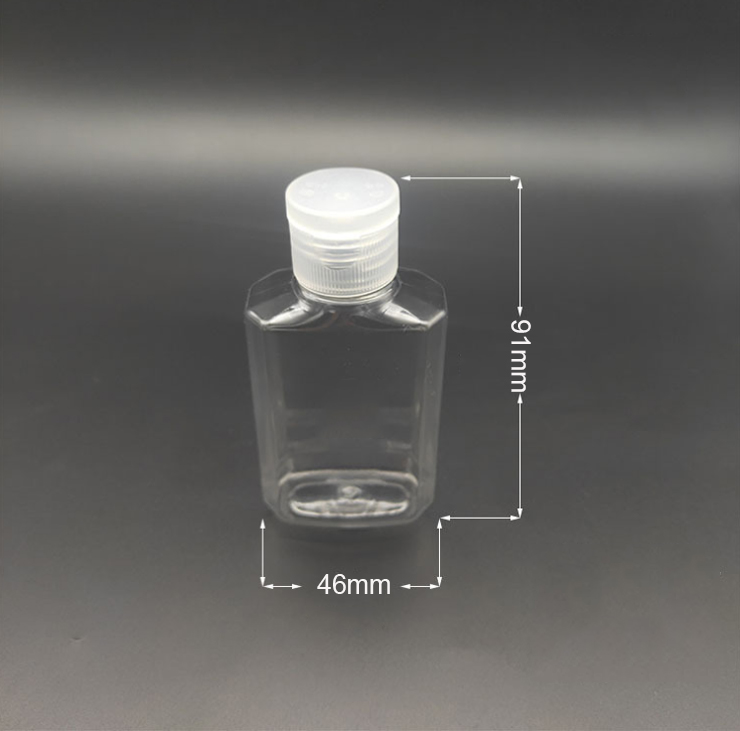wholesale 60ml Empty Sanitizer Gel Hand Soap Liquid Clear Squeezed Pet Sub Travel Bottle