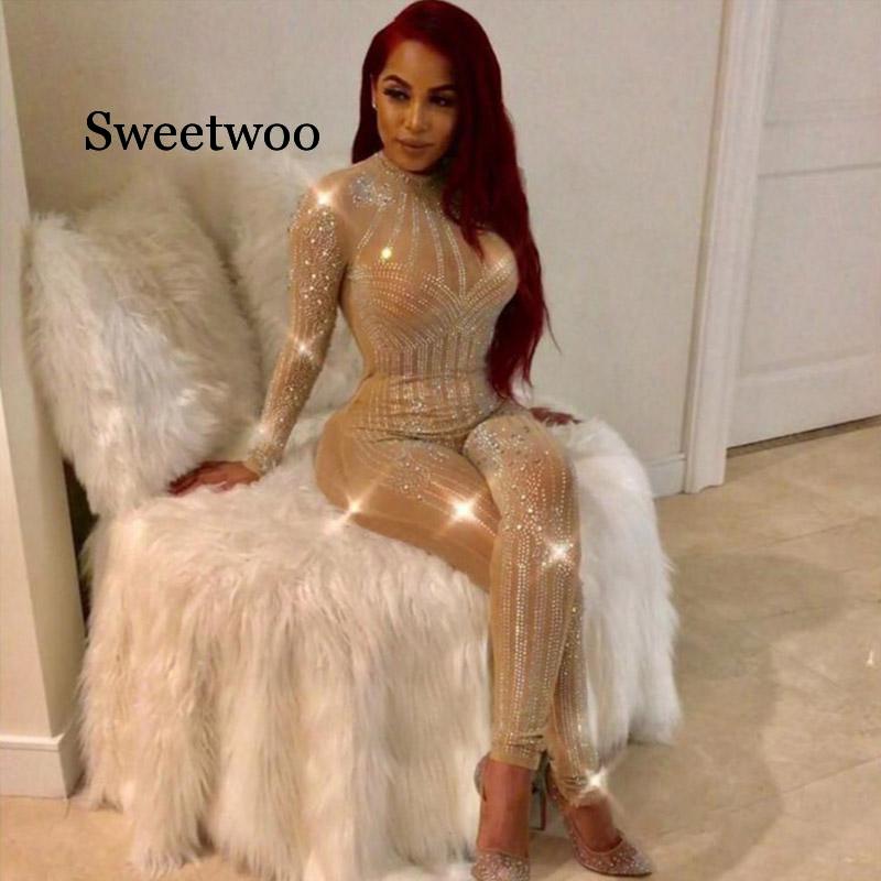 Women Mock Neck Jumpsuit Sequin Rhinestone Diamonds Jumpsuits Long Sleeve Skinny Bodysuits Clubwear Party One Piece Romper White, Black
Women Mock Neck Jumpsuit Sequin Rhinestone Diamonds Jumpsuits Long Sleeve Skinny Bodysuits Clubwear Party One Piece Romper White, Black