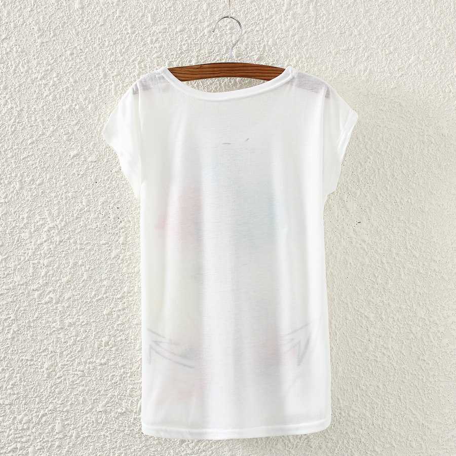 2019 New Fashion Vintage Spring Summer T Shirt Women Clothing Tops Animal Owl Print T-shirt Printed White Woman Clothe