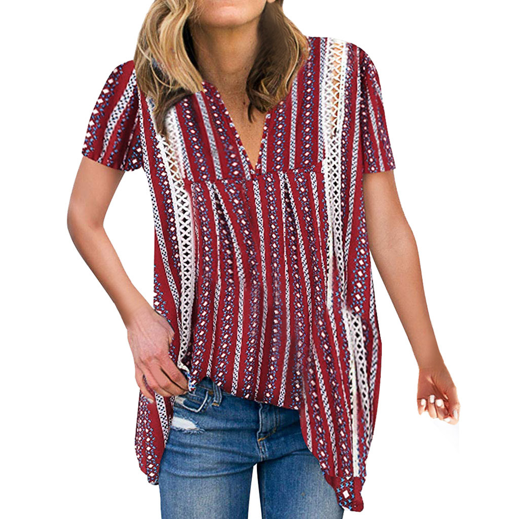 2019 Summer Striped Print Shirt Women Loose Casual V-Neck short Sleeve Shirt Blusas Tops Femme Plus Size 2XL, White
2019 Summer Striped Print Shirt Women Loose Casual V-Neck short Sleeve Shirt Blusas Tops Femme Plus Size 2XL, White