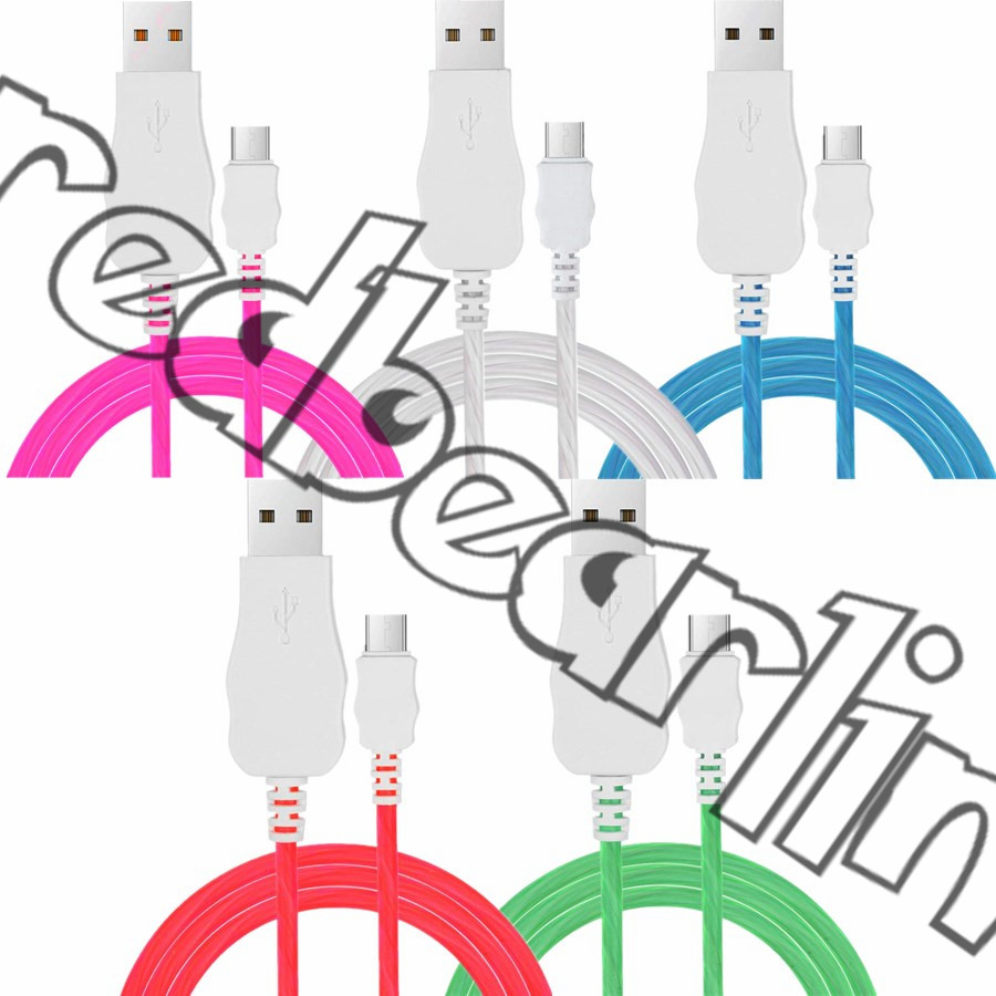 Led Flowing Visible Light Usb Data Sync Charging cables Type c Micro V8 5pin Cable For Samsung S8 S9 S10 Note 8 9 Htc Lg