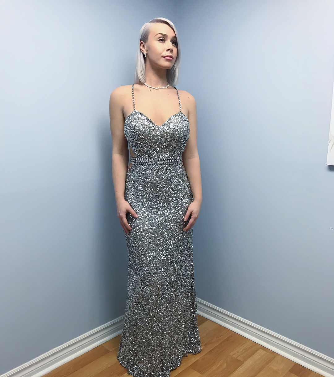 Plus Size Customized Mermaid Sleeveless Prom Dresses Spaghetti Evening Dress Sequins Floor Length Formal Party Bridesmaid Gown