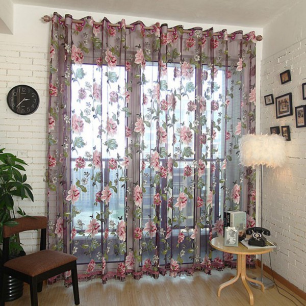 Elegant Floral Curtain Tulle Voile Window Curtain Panel Sheer Drape Scarf Valances For Living Room Elegant Style, Yellow
Elegant Floral Curtain Tulle Voile Window Curtain Panel Sheer Drape Scarf Valances For Living Room Elegant Style, Yellow