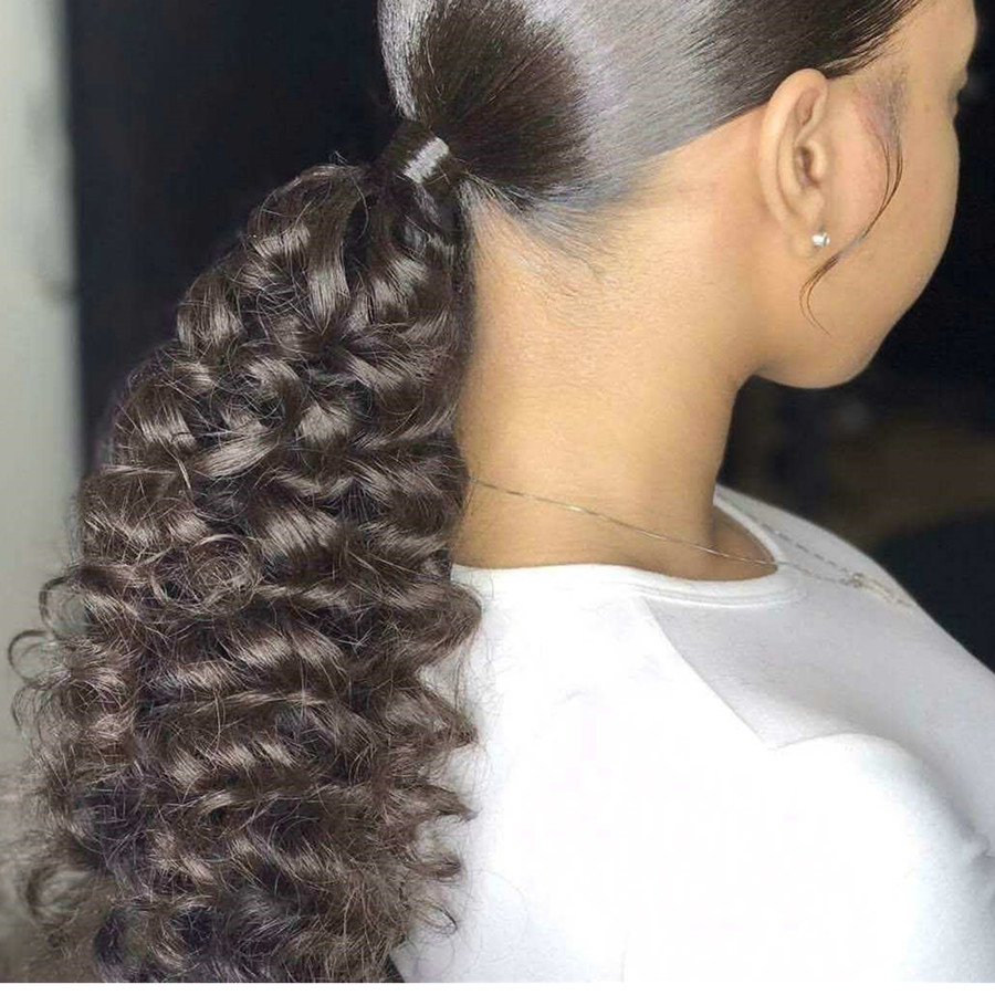 New fashion Curly human hair ponytail hairpiece wraps clip natural curly drawstring ponytail virgin hair for black women 120g free ship