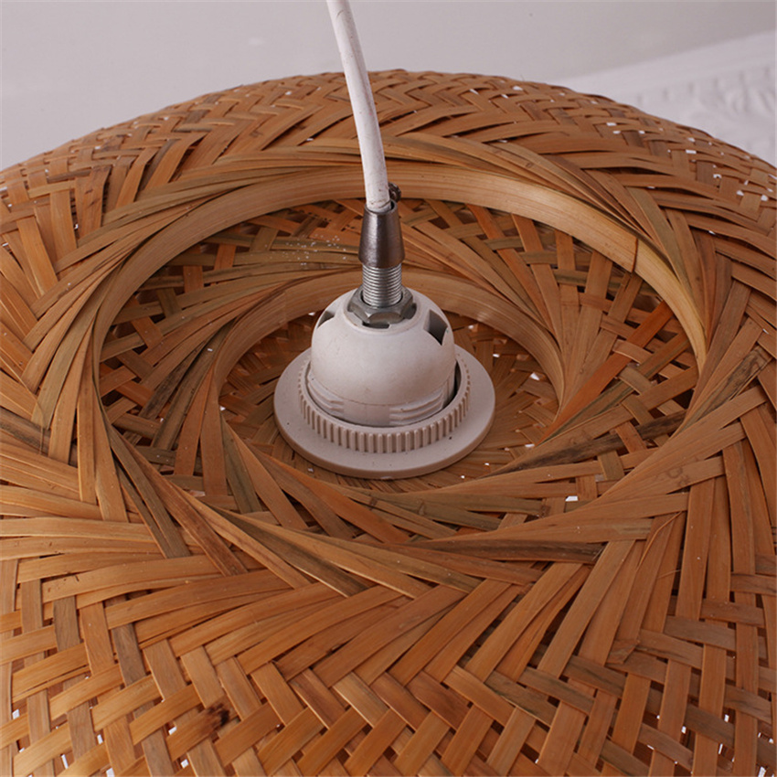 Chinese Bamboo Hand Knitted Led Pendant lamp Living Room Hotel Restaurant Aisle Bedroom Study Light Fixtures Hanging Lamps