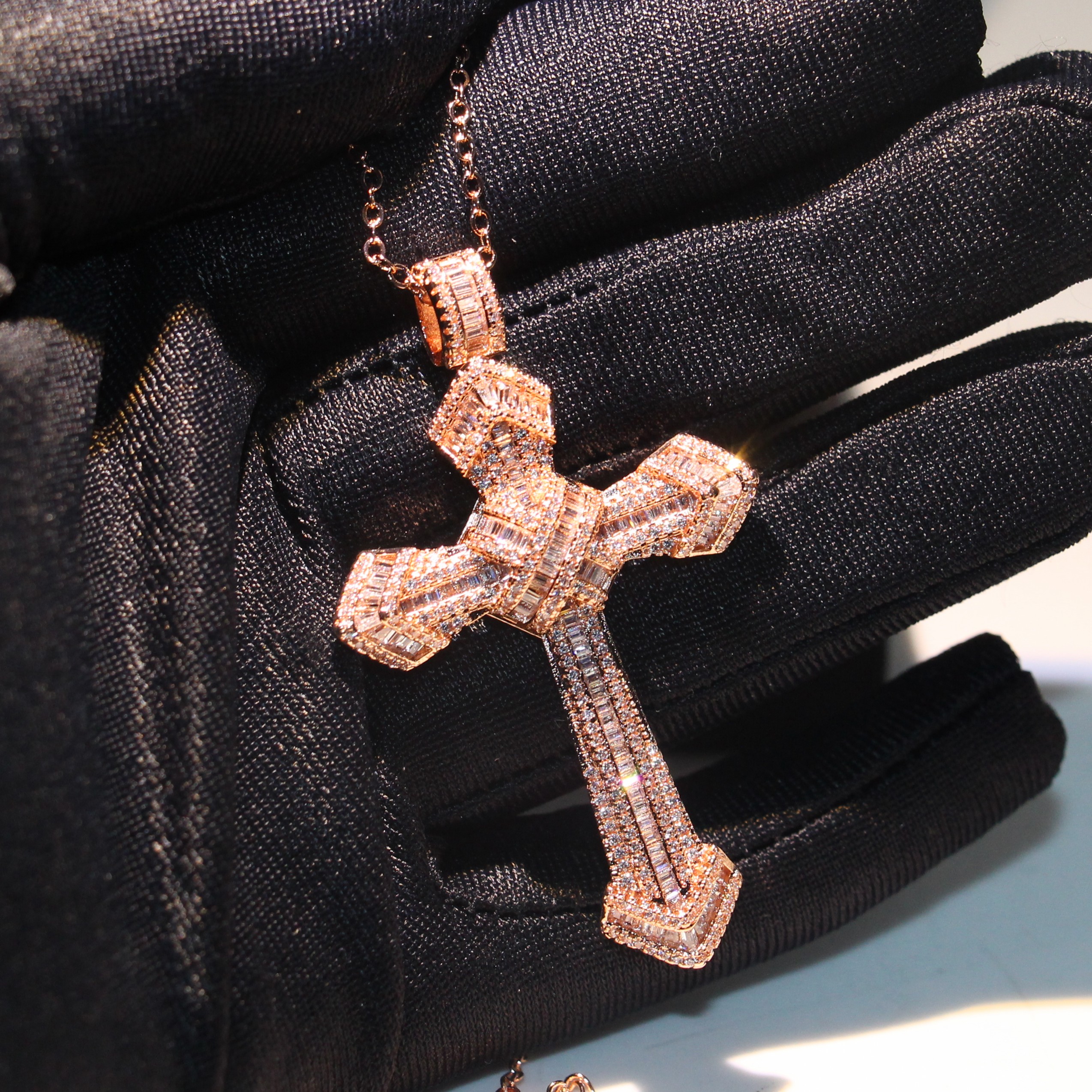 Choucong Brand New Sparkling Lucky Cross Pendant Luxury Jewely 925 Sterling Silver Princess Cut White Topaz CZ Diamond Wedding Necklace Gift