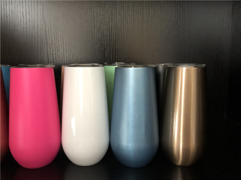 16 Colors Options 6oz Stemless Wine tumbler 16 COLOR Stainless Steel Egg Tumbler Coffee Mug wine cocktail ice cream