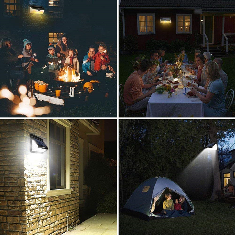 Solar Fame Light Outdoor 158 LED Motion Sensor Powered Security Wireless Wall Lights 270 Wide Angle for Garage Patio Garden Gutter