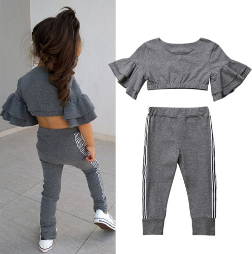 2019 Spring / Autumn Fall Kids Baby Girls designer Slim Fit Tops Pants Leggings Outfits Set Clothes