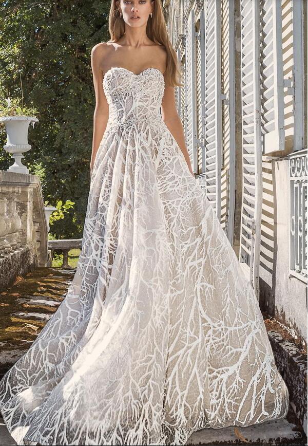 Birenzweig Bohemian Wedding Dresses Sweetheart Lace Appliqued A Line Garden Bridal Gowns Sweep Train Plus Size Beach Wedding Dress