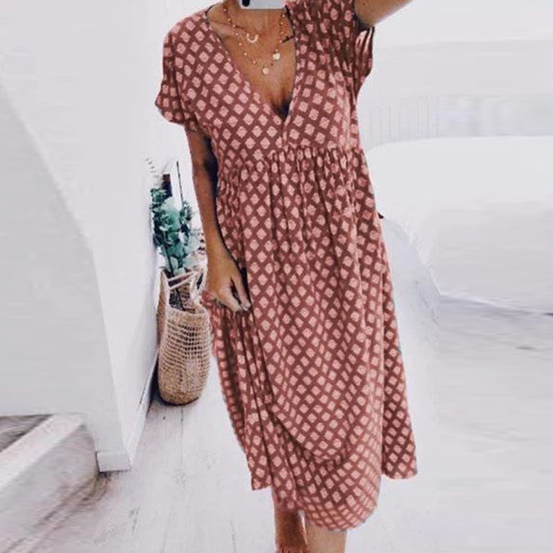 Elegant V-neck Print Beach Dress Women 2020 Summer Short Sleeve Maxi Sundress Casual Dresses Loose Ladies Long Dress Vestidos, Dark gray
Elegant V-neck Print Beach Dress Women 2020 Summer Short Sleeve Maxi Sundress Casual Dresses Loose Ladies Long Dress Vestidos, Dark gray