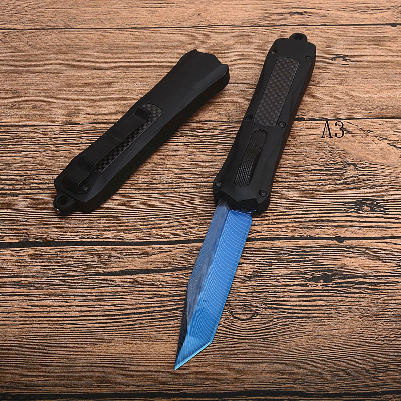 Hot Sale! New A163 Auto Tactical knife 440C Blue Titanium Coated Blade Alloy +Carbon Fiber Handle Pocket Knives With Nylon Bag
Hot Sale! New A163 Auto Tactical knife 440C Blue Titanium Coated Blade Alloy +Carbon Fiber Handle Pocket Knives With Nylon Bag