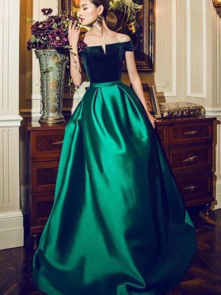 2020 Elegant Velvet Satin Prom Evening Party Dress Velour Off Shoulder Short Sleeve A Line Women Gowns for Formal Occasion Floor Length, Dark red
2020 Elegant Velvet Satin Prom Evening Party Dress Velour Off Shoulder Short Sleeve A Line Women Gowns for Formal Occasion Floor Length, Dark red