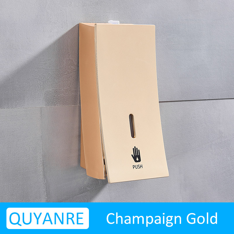 Champaign Gold Wall Mount Soap Dispenser Liquid Shampoo Shower Container Black White Soap Holder for Bathroom Washroom