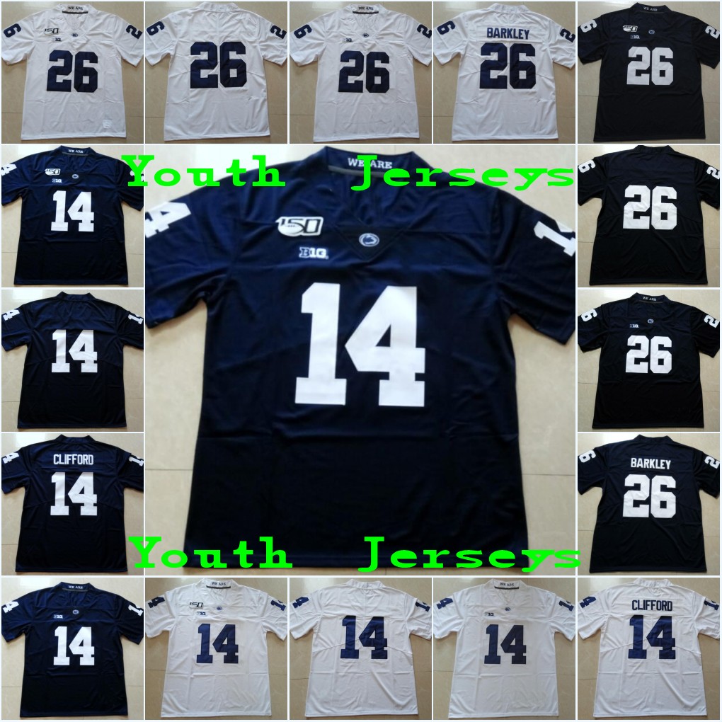 PSU #14 Sean Clifford Youth 150TH Penn State Nittany Kids #26 Saquon Barkley #1 KJ Hamler Whity Blue Stitched College Jerseys Free Shipping
PSU #14 Sean Clifford Youth 150TH Penn State Nittany Kids #26 Saquon Barkley #1 KJ Hamler Whity Blue Stitched College Jerseys Free Shipping