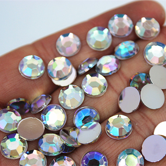200pcs 8mm Round Rhinestones Flat Back Acrylic Gems Crystal Stones Non Sewing Beads for DIY Jewelry Clothes ZZ759