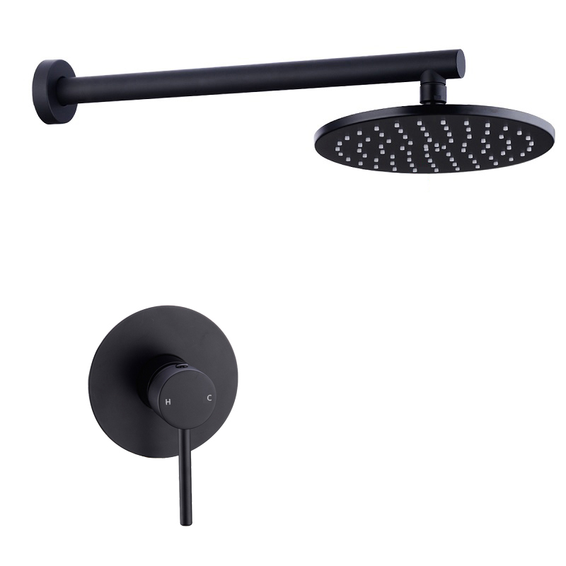 Brass Rainfall Shower Set Brush Gold or Black Wall Mounted Bathroom Shower Head and Cold Mixing Shower Tap 160282504531