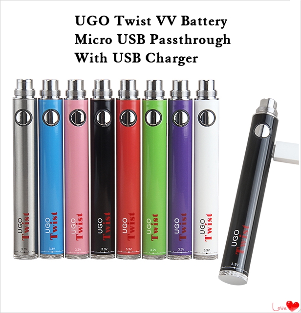 Evod UGO Twist 3.3-4.2V Ego Variable Voltage Vape Pen VV Battery 650 900 mAh 510 Atomizer with Micro USB Pass Charger
Evod UGO Twist 3.3-4.2V Ego Variable Voltage Vape Pen VV Battery 650 900 mAh 510 Atomizer with Micro USB Pass Charger
