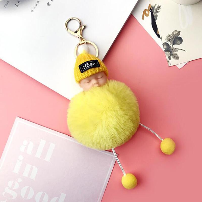 10pcs/Lot Party Favors Dream Doll Sleep Cuteness Baby Hair Ball Key Chain For Diy Bag Charm And Car Keyring Accessory Small Gift