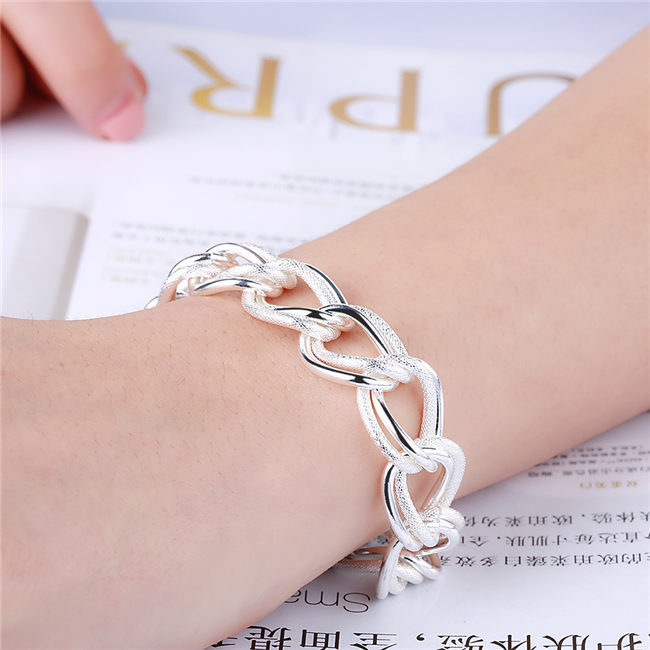 Hot sale 925 silver Flash twisting double circle TO bracelet DFMCH290,fashion 925 sterling silver plated Chain link bracelets high grade