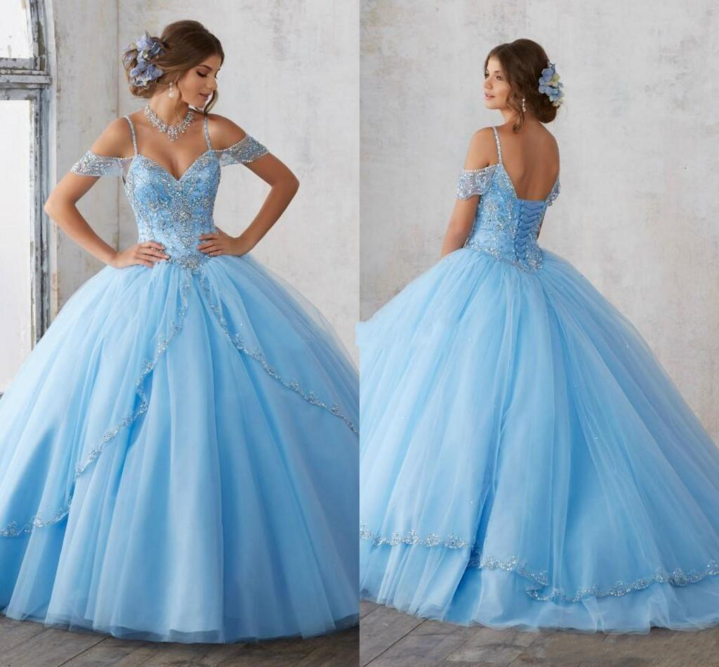 2019 Light Sky Blue Ball Gown Quinceanera Dresses Cap Sleeves Spaghetti Beading Crystal Princess Prom Party Dresses For Sweet 16 Girls, Red
2019 Light Sky Blue Ball Gown Quinceanera Dresses Cap Sleeves Spaghetti Beading Crystal Princess Prom Party Dresses For Sweet 16 Girls, Red