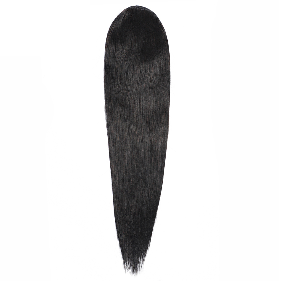 Silky Straight Ponytail Human Hair Remy Brazilian Drawstring Ponytail 1 Piece Clip In Hair Extensions 1B Pony Tail