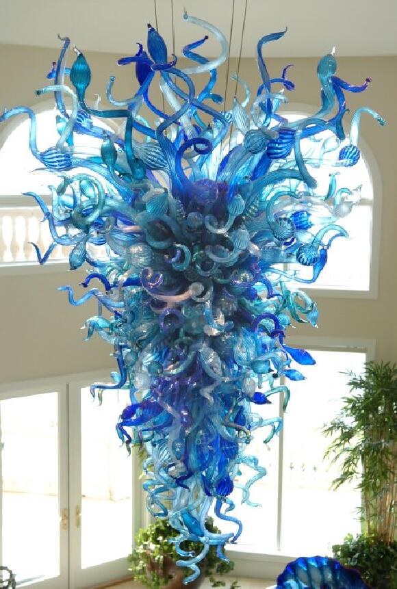 Lamps Large Blue Glass Chandeliers Lighting Art Decor Europe Modern Chandelier Light with LED Lights
Lamps Large Blue Glass Chandeliers Lighting Art Decor Europe Modern Chandelier Light with LED Lights