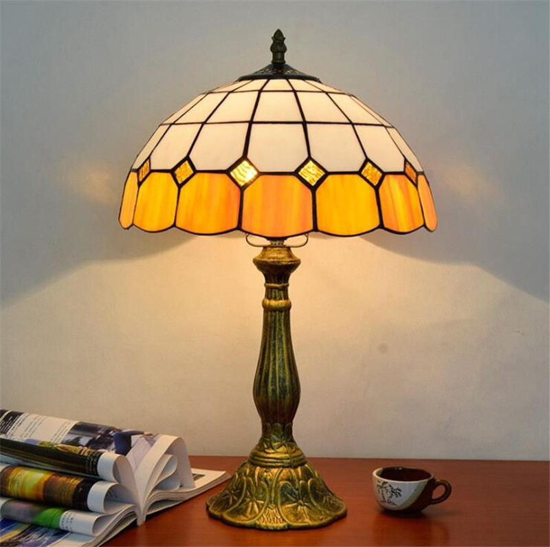 Tiffany style stained glass table lamp livingroom bedroom bedside lamp simple orange glass desk lamps TF035