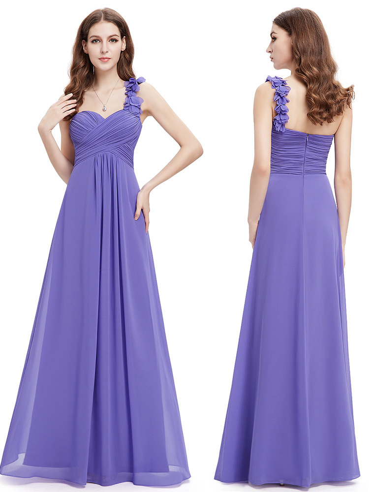 Special Occasion Dress A-line One Shoulder Handmade Flowers Royal Blue Long Evening Dresses New Arrival Bridesmaid Dresses