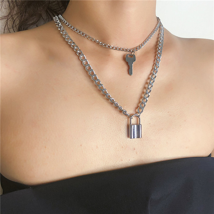 Fashion-key lock pendant necklace Hip Pop Individuality Pendants for Women Birthday New Year Gift Drop Shipping