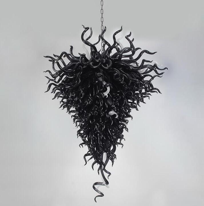 Lustres de couleurs noires modernes Éclairage Turkish LED Lampe Drop Forme Pendentif en verre soufflé à la main