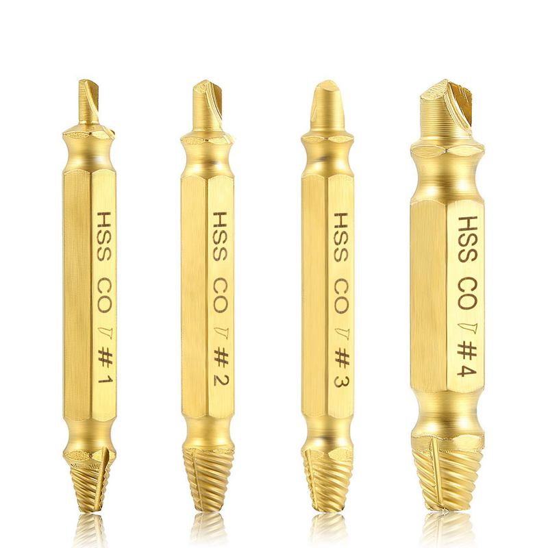 Damaged Screw Extractor and Remover Tool Set 4 Pieces by , Made from HSS Co with Titanium Coating Broken Screw Nail Extr
Damaged Screw Extractor and Remover Tool Set 4 Pieces by , Made from HSS Co with Titanium Coating Broken Screw Nail Extr