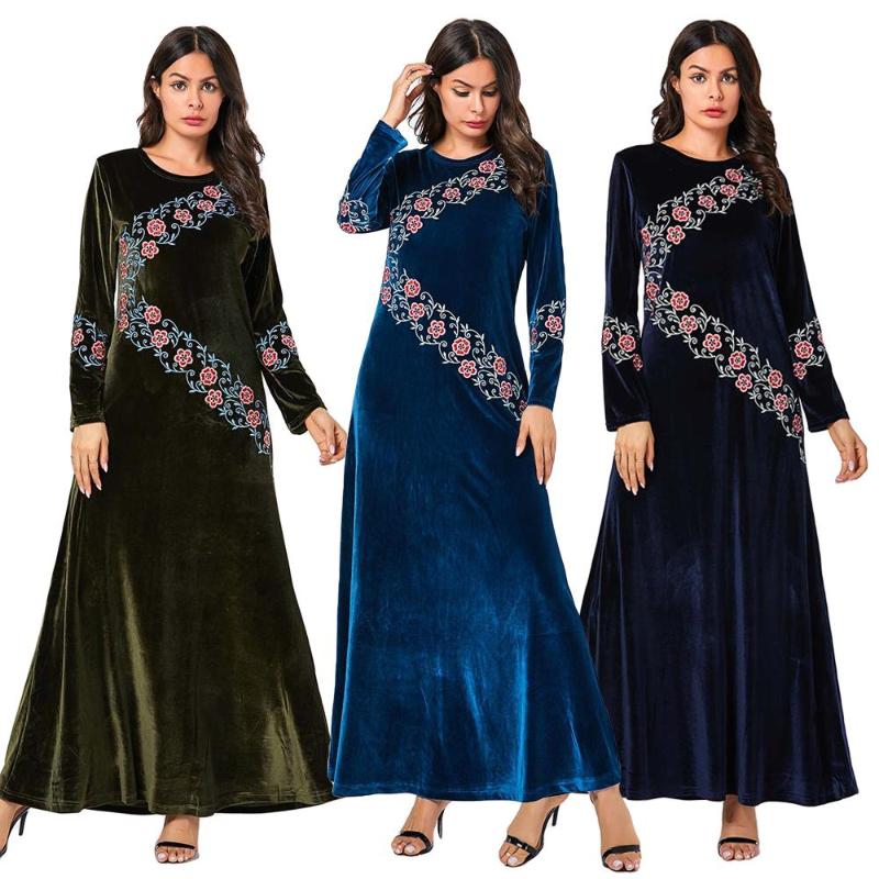 Women Velvet Abaya Floral Embroidery Maxi Kaftan Muslim Long Robe Islamic Gown Autumn Winter Dress Long Sleeve 2020 Fashion New
Women Velvet Abaya Floral Embroidery Maxi Kaftan Muslim Long Robe Islamic Gown Autumn Winter Dress Long Sleeve 2020 Fashion New