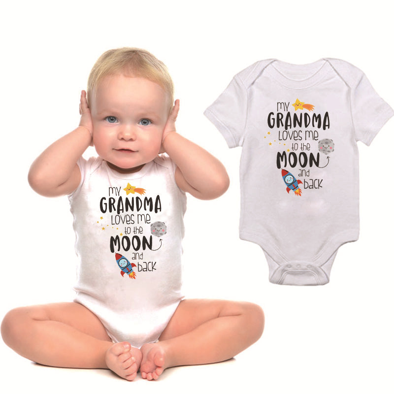 My Grandma Loves Me to the Moon and Back Print Baby Rompers Cotton Short Sleeve Newborn Clothing Infant Jumpsuit Toddler Clothes, White
My Grandma Loves Me to the Moon and Back Print Baby Rompers Cotton Short Sleeve Newborn Clothing Infant Jumpsuit Toddler Clothes, White