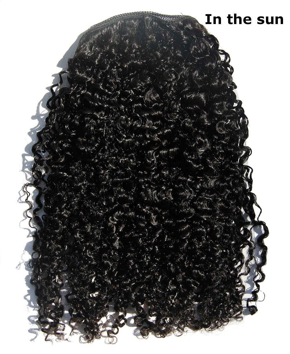 16inch Afro kinky curly human hair drawstring ponytails Clip virgin brazilian hair 120g pony tail for black women