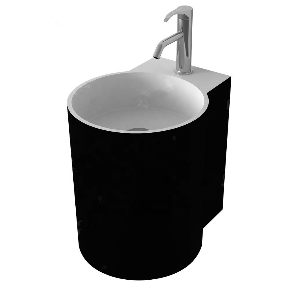 380X470X1500mm Round Bathroom Freestanding Sink Fashionable Cloakroom Corian Vanity Wash Basin Solid Surface Resin Pedestal Lavabo RS38479
