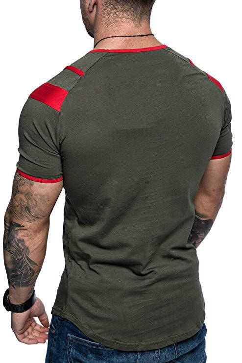 tshirt men Spring Summer Pleats Slim Fit Raglan Patchwork Short Sleeve t-shirt Pattern Cotton Casual t shirt Sport Tops