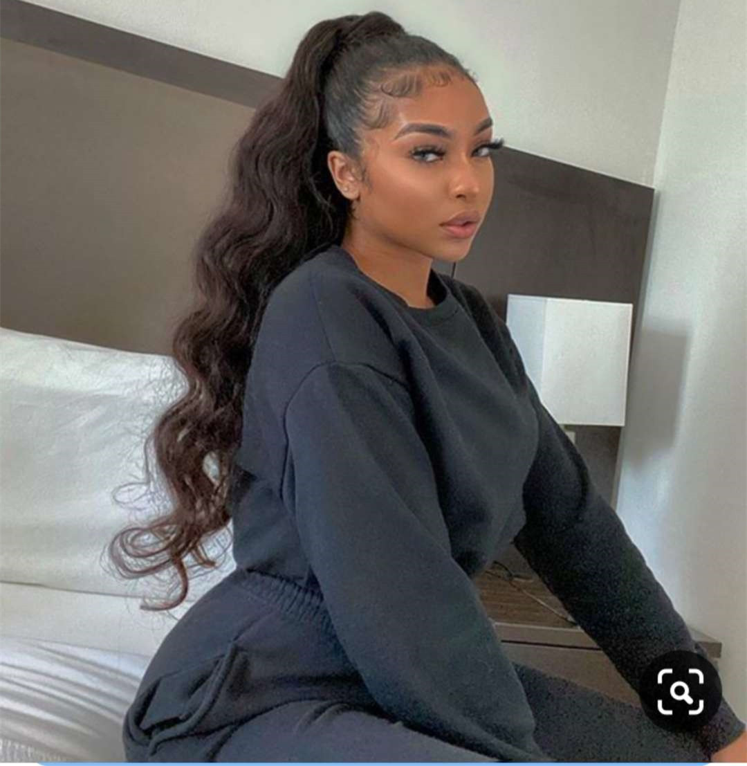 140g Drawstring ponytail 1pcs Brazilian Remy Human women body wave natural brown Hair Extension Ponytail Hairpiece