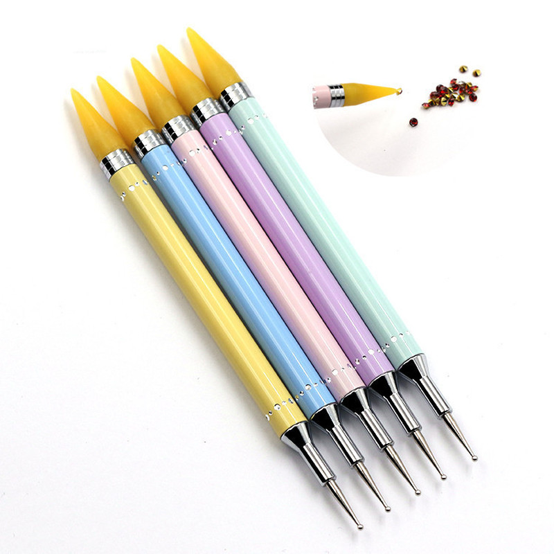 

1Pc Dual-ended DIY Nail Dotting Pen Rhinestone Studs Picker Wax Pencil Crystal Beads Nail Art Tool Painting Draw Brush Pen