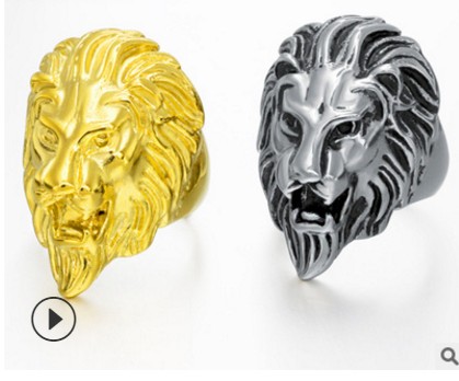 2pcs/lots noble old 925 silver lion head men's ring size 7--11