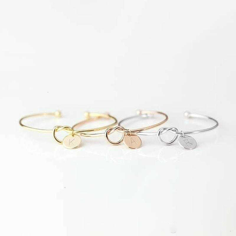 Europe knotted bracelets personality wild three-color 26 letters free combination bracelet wholesale knot bangle GB1570