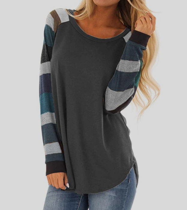 European fashion spring and summer new solid color casual headband round neck long-sleeved T-shirt. Support mixed batch