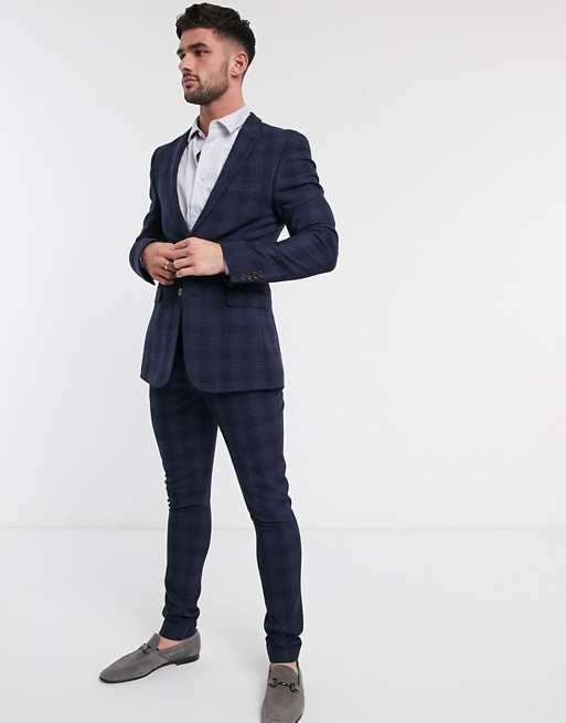 New Fashion Plaid Men's Suit Wedding Tuxedo Formal Slim Fit Two Button Groom Prom Dinner Blazer Suits(Jacket+Pants)
