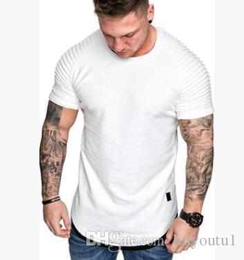 T Shirts Men's Summer Pleats Slim Fit Raglan Short Sleeve Pattern Top Blouse Casual Men Fashion High Quality stranger things